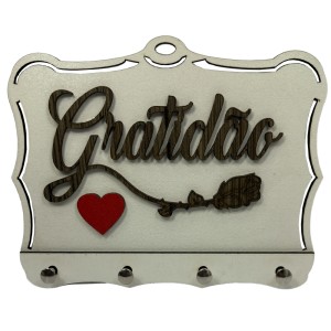 PC1981256 - Porta Chaves Gratidão - 19,5x14,5cm