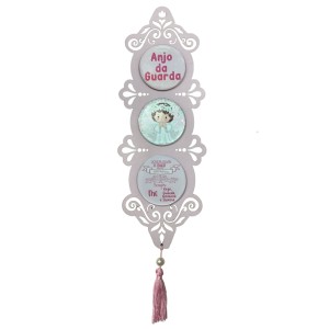 DE720511 - Adorno Anjo da Guarda MDF Rosa Resinado - 40x10,5cm