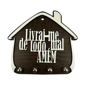 PC1981205 - Porta Chaves livrai-me de Todo Mal, Amém - 15x16,5cm