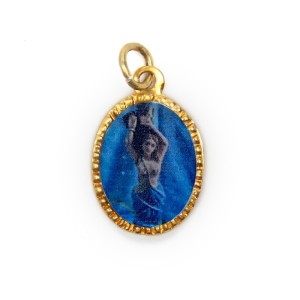 MD103131P10 - Medalha de Alumínio Oval Dourada c/ 10un. Santa Águeda (Ágata) - 2x1,3cm