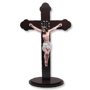 CU762307 - Crucifixo de Mesa São Bento Madeira - 36x22cm
