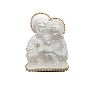 IM53009 - Imagem Sagrada Família Branca Perolada c/ Strass - 14x10cm