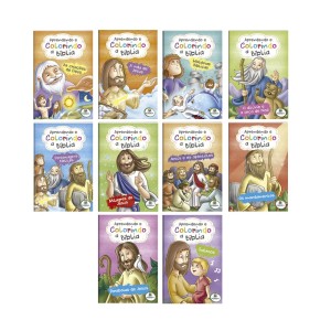 AT721055 - Kit Aprendendo e Colorindo a Bíblia c/ 10 Livros - 20x13,5cm