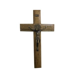 CW760172 - Crucifixo de Parede São Bento Madeira - 22x13cm (3031)