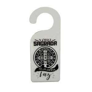 PLC199184 - Placa Medalha de São Bento para Maçaneta de Porta MDF - 18x7,3cm