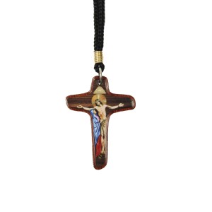 CC373500 - Cordão c/ Cruz da Unidade Jesus e Maria Madeira Resinada - 42,5cm