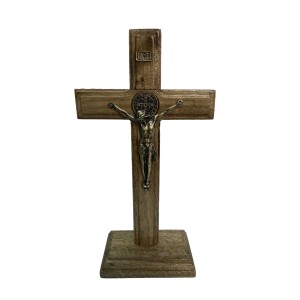 CU760045 - Crucifixo de Mesa São Bento Madeira - 24x13cm (2213)