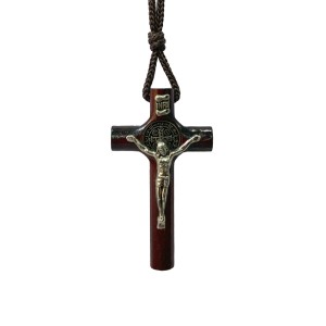 CC360650 - Cordão c/ Crucifixo Madeira São Bento - 43cm