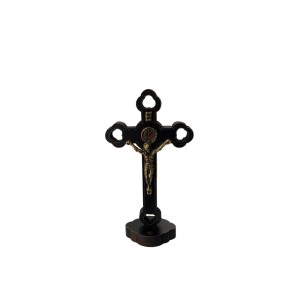 CU761351 - Crucifixo de Mesa São Bento Madeira - 8,5x4,5cm