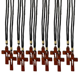 CC360000P12 - Cordão c/ Crucifixo Madeira Vazado c/ 12un.- 43cm