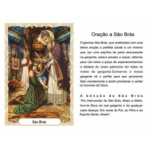 OP141403P100 - Oração São Brás c/ 100un. - 6x4cm