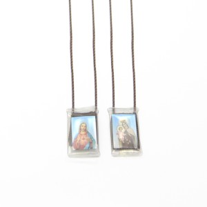 ES149001 - Escapulário N. Sra. Do Carmo e Sagrado Coração de Jesus Plástico c/ Tecido - 68x1,3cm