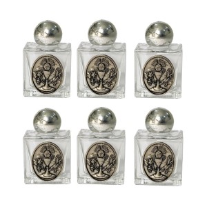 GF112015P6 - Garrafinha Primeira Eucaristia Níquel Envelhecido c/ 6un. - 5x3cm