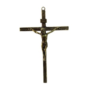 CW830600 - Crucifixo Parede Metal Ouro Velho - 25x15cm