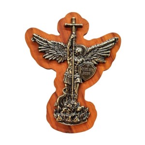 AO1980050 - Adorno São Miguel Arcanjo Madeira e Metal - 19x15cm (506)
