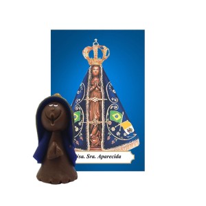 ST16001 - Mini Santinha N. Sra. Aparecida de Biscuit c/ Oração