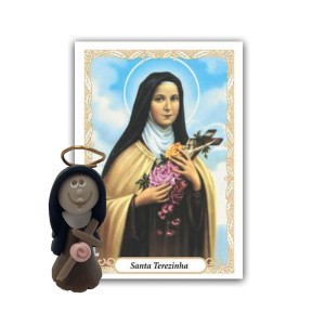 ST16009 - Mini Santinha Santa Terezinha das Rosas de Biscuit c/ Oração