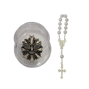 CXM75151 - Caixinha Divino Espírito Santo Níquel Envelhecido c/ Dezena  - 3,8x1,7cm