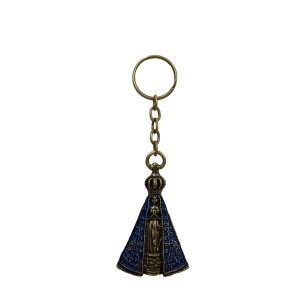 CH415001 - Chaveiro N. Sra. Aparecida Metal Ouro Velho - 12x4,5cm