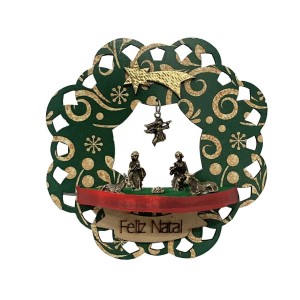 IM32882 - Guirlanda Feliz Natal (Presépio) MDF - 15,5x15,5cm