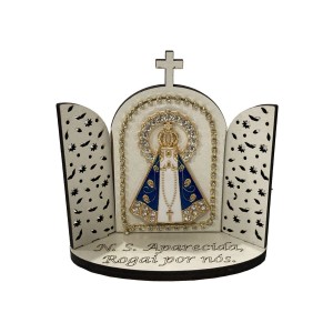 OT204030 - Oratório N. Sra. Aparecida Madeira - 10x10cm