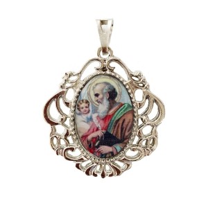 MD129500 - Medalha São Mateus Camafeu Níquel - 5,5x4,2cm