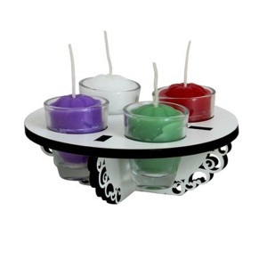 IM32999 - Coroa do Advento em Mdf Branco com Velas