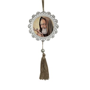 AO4101617 - Adorno São Padre Pio de Pietrelcina MDF Branco Resinado - 22x9,7cm