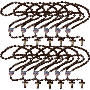 TE940020P12 - Terço N. Sra. De Fátima Madeira c/ 12un. - 37cm