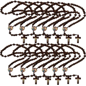 TE940080P12 - Terço N. Sra. Do Perpetuo Socorro Madeira c/ 12un - 37cm