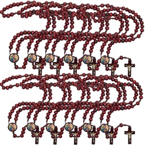 TE940081P12 - Terço N. Sra. Do Perpetuo Socorro Madeira c/ 12un - 37cm