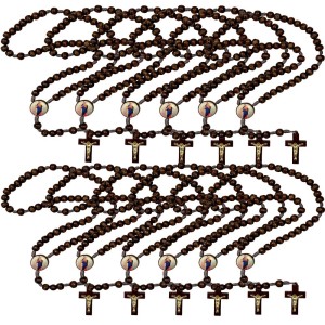 TE940120P12 - Terço N. Sra. Auxiliadora Madeira c/ 12un. - 37cm