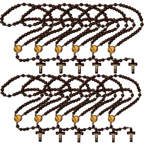 TE940404P12 - Terço São José Madeira c/ 12un. - 37cm