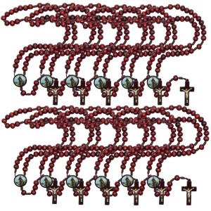 TE940426P12 - Terço São Francisco de Assis Madeira c/ 12un. - 37cm