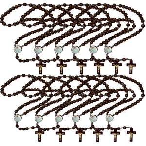 TE940740P12 - Terço Papa Francisco Madeira c/ 12un. - 37cm