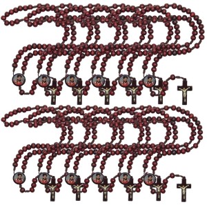 TE940571P12 - Terço São Carlo Acutis Madeira c/ 12un. - 37cm