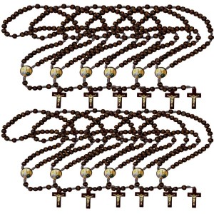 TE940495P12 - Terço São Peregrino Madeira c/ 12un. - 37cm