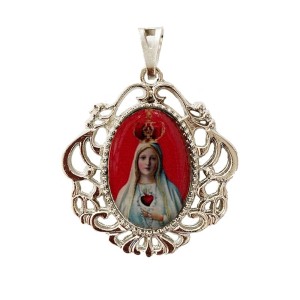 MD129113 - Medalha N. Sra. De Fátima Camafeu Níquel - 4,5x4cm