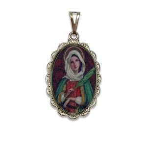 MD128141 - Medalha Santa Apolônia Rendada Níquel - 5x2,5cm