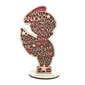 PE726000 - Pedestal Santo Anjo Rosa MDF - 17x11cm