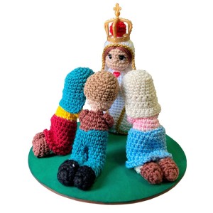 IM2030009 - Imagem de Crochê N. Sra. De Fátima c/ Pastorinho - 20,5x20cm