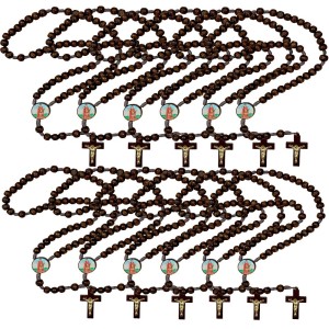 TE940560P12 - Terço Santo Expedito Madeira c/ 12un. - 37cm