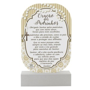 PD14650 - Pedestal Oração dos Padrinhos Bege - 20x12,5cm