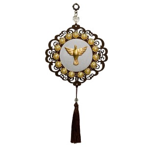 AO4101110 - Adorno Divino Espiríto Santo Espelhado MDF Tabaco - 28x13cm