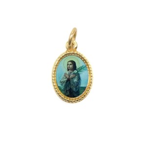 MD102042P20 - Medalha de Alumínio Oval Dourada c/ 20un. Santa Maria Goretti - 1,5x1cm