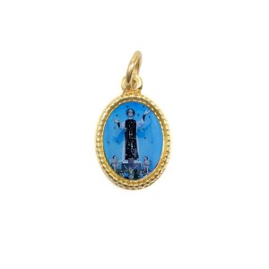 MD102274P20 - Medalha de Alumínio Oval Pequena Dourada c/ 20un. São Cono de Teggiano - 1,5x1cm