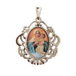 MD129006 - Medalha Mãe Rainha Camafeu Níquel - 5x4,2cm