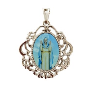 MD129140 - Medalha N. Sra. Do Equilíbrio Camafeu Níquel - 5,5x4,2cm