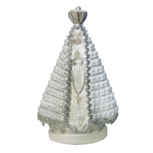 IM100301 - Imagem N. Sra. Aparecida c/ Pérola e Strass Prata - 24,5x17cm