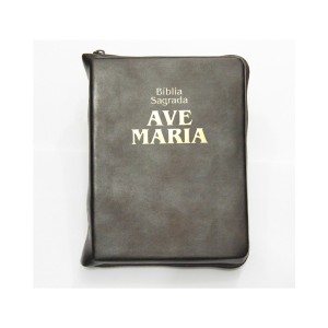 BI151125 - Bíblia Sagrada Ave Maria Marrom c/ Ziper - 15x11,5cm
